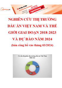 Nghiên cứu thị trường dầu ăn Việt Nam và thế giới giai đoạn 2018-2023 và dự báo năm 2024 (bản công bố vào tháng 03/2024)