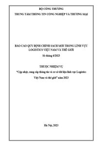 Báo cáo quy định chính sách mới trong lĩnh vực logistics Việt Nam và thế giới số tháng 6/2023 (miễn phí)