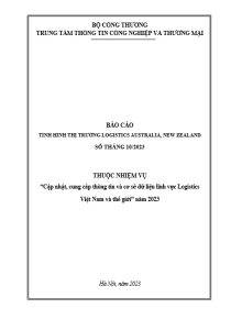 Báo cáo tình hình thị trường logistics Australia, New Zealand số tháng 10/2023 (miễn phí)