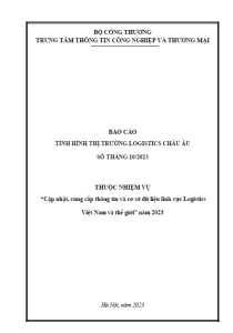 Báo cáo tình hình thị trường logistics Châu Âu số tháng 10/2023 (miễn phí)