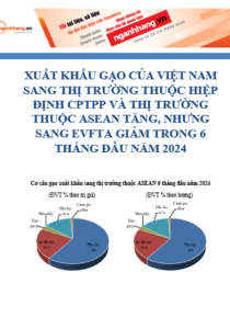 Xuất khẩu gạo của Việt Nam sang thị trường thuộc hiệp định CPTPP và thị trường thuộc ASEAN tăng, nhưng sang EVFTA giảm trong 6 tháng đầu năm 2024