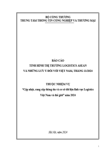 Báo cáo tình hình thị trường Logistics ASEAN và những lưu ý đối với Việt Nam, tháng 11/2024 (miễn phí)