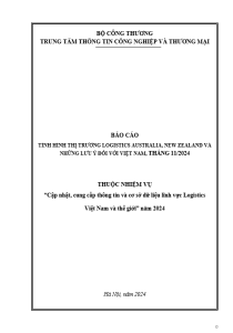 Báo cáo tình hình thị trường Logistics Australia, New Zealand và những lưu ý đối với Việt Nam, tháng 11/2024 (miễn phí)