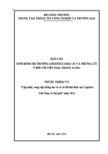 Báo cáo tình hình thị trường Logistics Châu Âu và những lưu ý đối với Việt Nam, tháng 11/2024 (miễn phí)