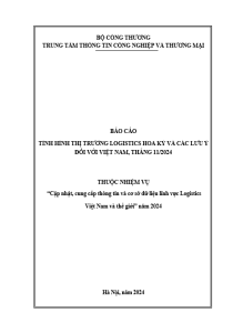 Báo cáo tình hình thị trường Logistics Hoa Kỳ và các lưu ý đối với Việt Nam, tháng 11/2024 (miễn phí)