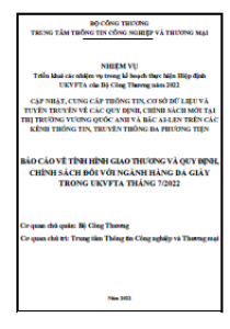 Báo cáo về tình hình giao thương và quy định, chính sách đối với ngành hàng da giày trong UKVFTA tháng 7/2022 (miễn phí)