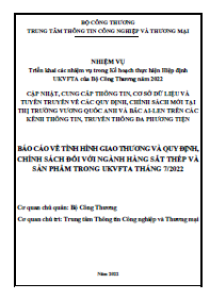 Báo cáo về tình hình giao thương và quy định, chính sách đối với ngành hàng sắt thép và sản phẩm trong UKVFTA tháng 7/2022(miễn phí)