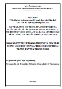 Báo cáo về tình hình giao thương và quy định, chính sách đối với ngành hàng dược phẩm trong UKVFTA tháng 8/2022 (miễn phí)