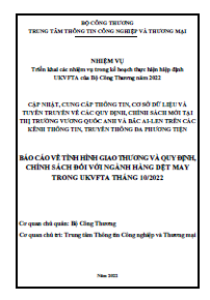 Báo cáo về tình hình giao thương và quy định, chính sách đối với ngành hàng dệt may trong UKVFTA tháng 10/2022 (miễn phí)