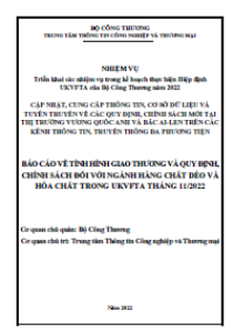 Báo cáo về tình hình giao thương và quy định, chính sách đối với ngành hàng chất dẻo và hóa chất trong UKVFTA tháng 11/2022 (miễn phí)