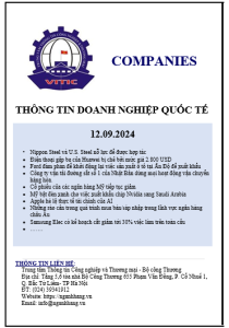 Thông tin doanh nghiệp quốc tế ngày 12.09.2024