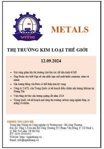 Thị trường kim loại thế giới ngày 12.09.2024