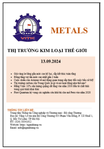 Thị trường kim loại thế giới ngày 13.09.2024