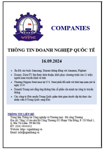 Thông tin doanh nghiệp quốc tế ngày 16.09.2024