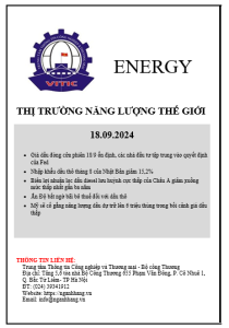 Thị trường năng lượng thế giới ngày 18.09.2024