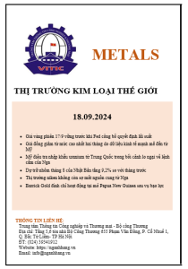 Thị trường kim loại thế giới ngày 18.09.2024