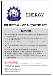 Thị trường năng lượng thế giới ngày 25.09.2024