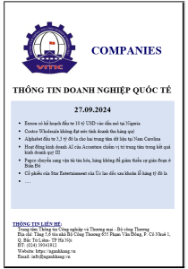 Thông tin doanh nghiệp quốc tế ngày 27.09.2024