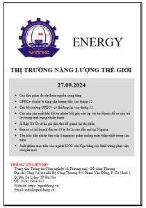 Thị trường năng lượng thế giới ngày 27.09.2024