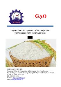 THỊ TRƯỜNG LÚA GẠO THẾ GIỚI VÀ VIỆT NAM  THÁNG 4/2025: PHÂN TÍCH VÀ DỰ BÁO 