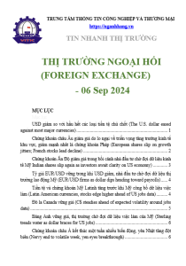 Thị trường ngoại hối (foreign exchange) ngày 06.09.2024