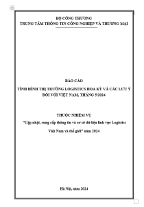 Báo cáo tình hình thị trường Logistics Hoa Kỳ và các lưu ý đối với Việt Nam, tháng 5/2024 (miễn phí) 