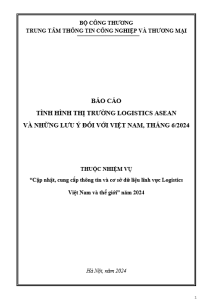 Báo cáo tình hình thị trường Logistics ASEAN và những lưu ý đối với Việt Nam, tháng 6/2024 (Miễn phí)