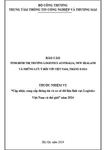Báo cáo tình hình thị trường Logistics Australia, New Zealand và những lưu ý đối với Việt Nam, tháng 8/2024 (miễn phí)