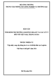 Báo cáo tình hình thị trường Logistics Hoa Kỳ và các lưu ý đối với Việt Nam, tháng 10/2024 (miễn phí)