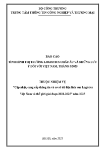 Báo cáo tình hình thị trường Logistics Châu Âu và những lưu ý đối với Việt Nam, tháng 5/2025 (miễn phí)