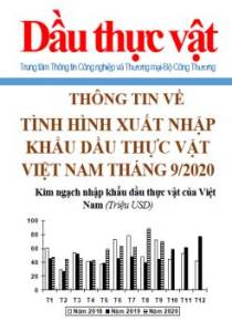 Thông tin về tình hình xuất nhập khẩu mặt hàng dầu thực vật tháng 09/2020