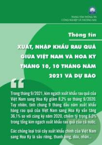 Thông tin xuất nhập khẩu rau quả giữa Việt Nam và Hoa Kỳ, tháng 10, 10 tháng năm 2021 và Dự báo
