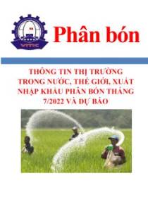 Thông tin thị trường trong nước, thế giới, xuất nhập khẩu phân bón tháng 7/2022 và dự báo