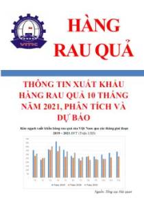 Thông tin xuất khẩu hàng rau quả 10 tháng năm 2021, phân tích và dự báo