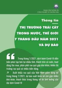 Thông tin thị trường trái cây trong nước, thế giới 7 tháng đầu năm 2021 và dự báo