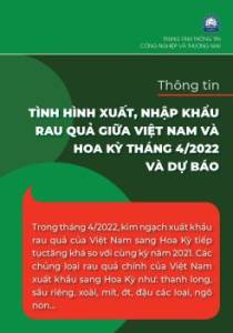 Thông tin xuất nhập khẩu rau quả giữa Việt Nam –Hoa Kỳ tháng 4/2022 và dự báo