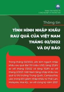 Thông tin nhập khẩu rau quả của Việt Nam tháng 2/2022 và dự báo