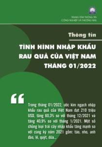 Thông tin nhập khẩu rau quả của Việt Nam tháng 1/2022 và dự báo