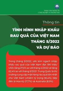 Thông tin nhập khẩu rau quả của Việt Nam tháng 5/2022 và dự báo