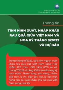 Thông tin xuất nhập khẩu rau quả giữa Việt Nam – Hoa Kỳ tháng 9/2022 và dự báo