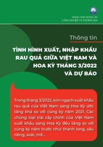 Thông tin xuất nhập khẩu rau quả giữa Việt Nam –Hoa Kỳ tháng 3/2022 và dự báo
