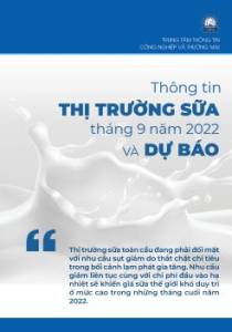 Thông tin thị trường sữa tháng 9/2022 và dự báo