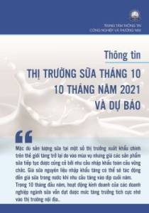 Thông tin thị trường sữa tháng 10, 10 tháng năm 2021 và dự báo