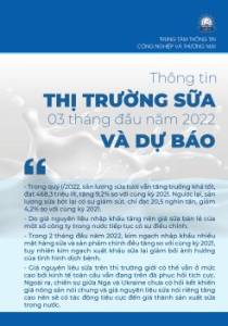 Thông tin thị trường sữa 03 tháng đầu năm 2022 và dự báo