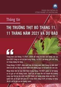 Thông tin thị trường thịt bò tháng 11, 11 tháng năm 2021 và triển vọng