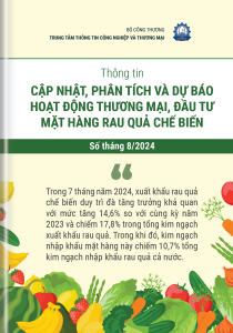 Thông tin cập nhật, phân tích và dự báo hoạt động thương mại và đầu tư mặt hàng rau quả chế biến, số tháng 8/2024