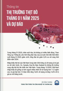 Thông tin thị trường thịt bò tháng 01/2025 và dự báo