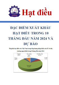 Đặc điểm xuất khẩu hạt điều trong 9 tháng đầu năm 2024 và dự báo