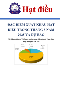 Đặc điểm xuất khẩu hạt điều trong tháng 3 năm 2025 và dự báo