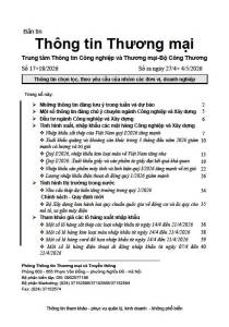 BẢN TIN THÔNG TIN THƯƠNG MẠI CHUYÊN NGÀNH “CÔNG NGHIỆP VÀ XÂY DỰNG”